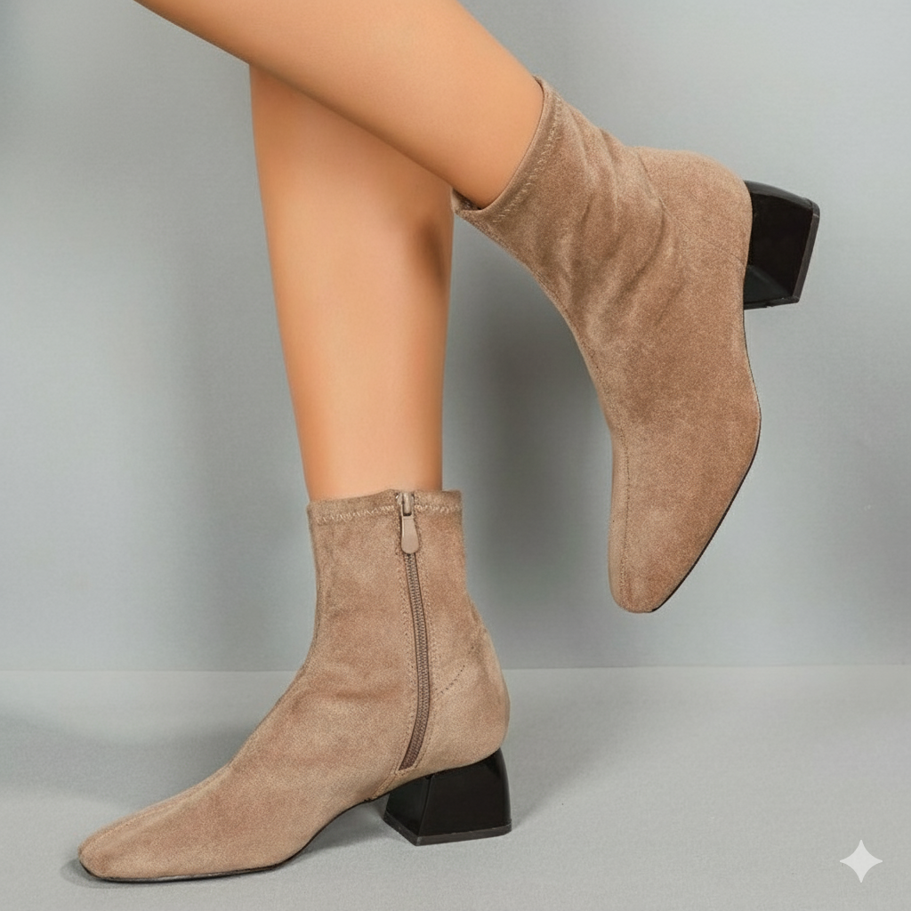 Demi botte à La mode zippé confortable