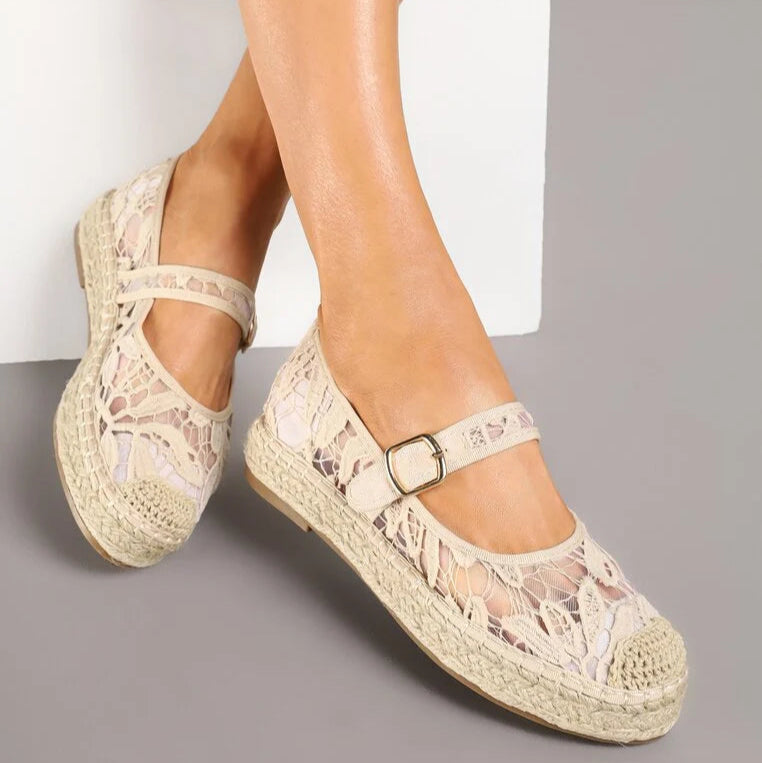 Ballerines en toile style espadrilles avec un effet tressé façon osier