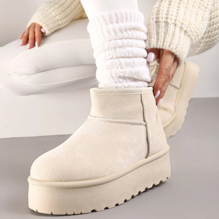 Bottes courtes à semelle épaisse beige