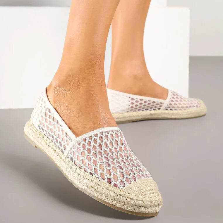 Espadrilles en maille noire décorées de tresse