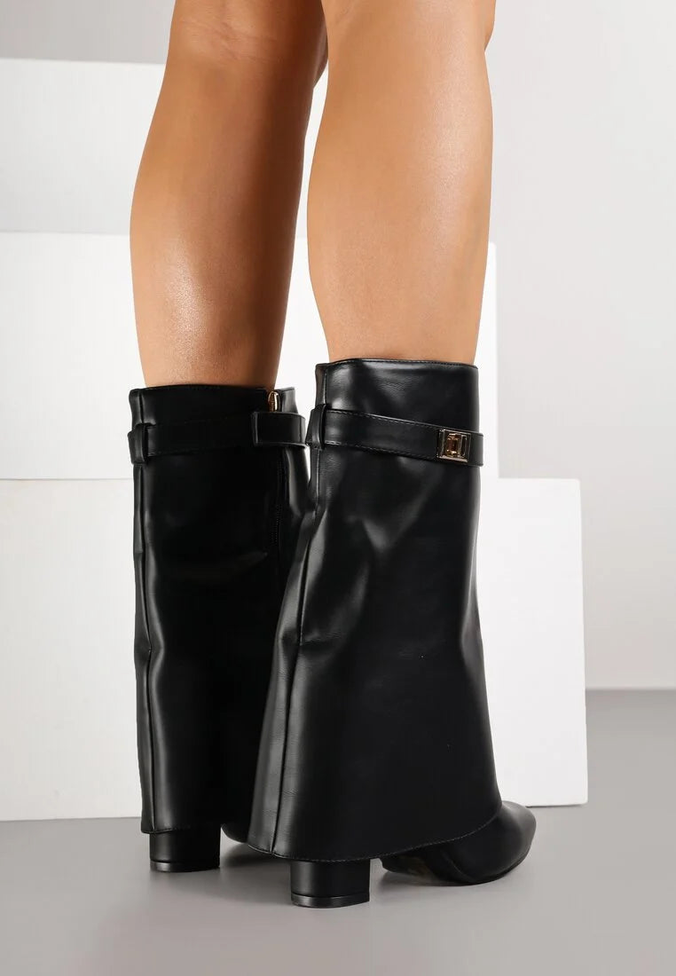 Bottes à talons avec tige à revers et ornements