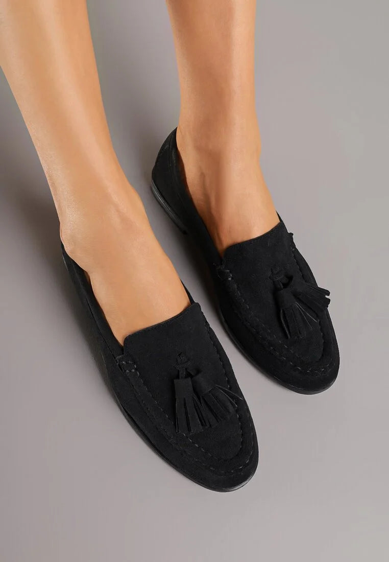 Mocassins en simili-daim avec franges appliquées