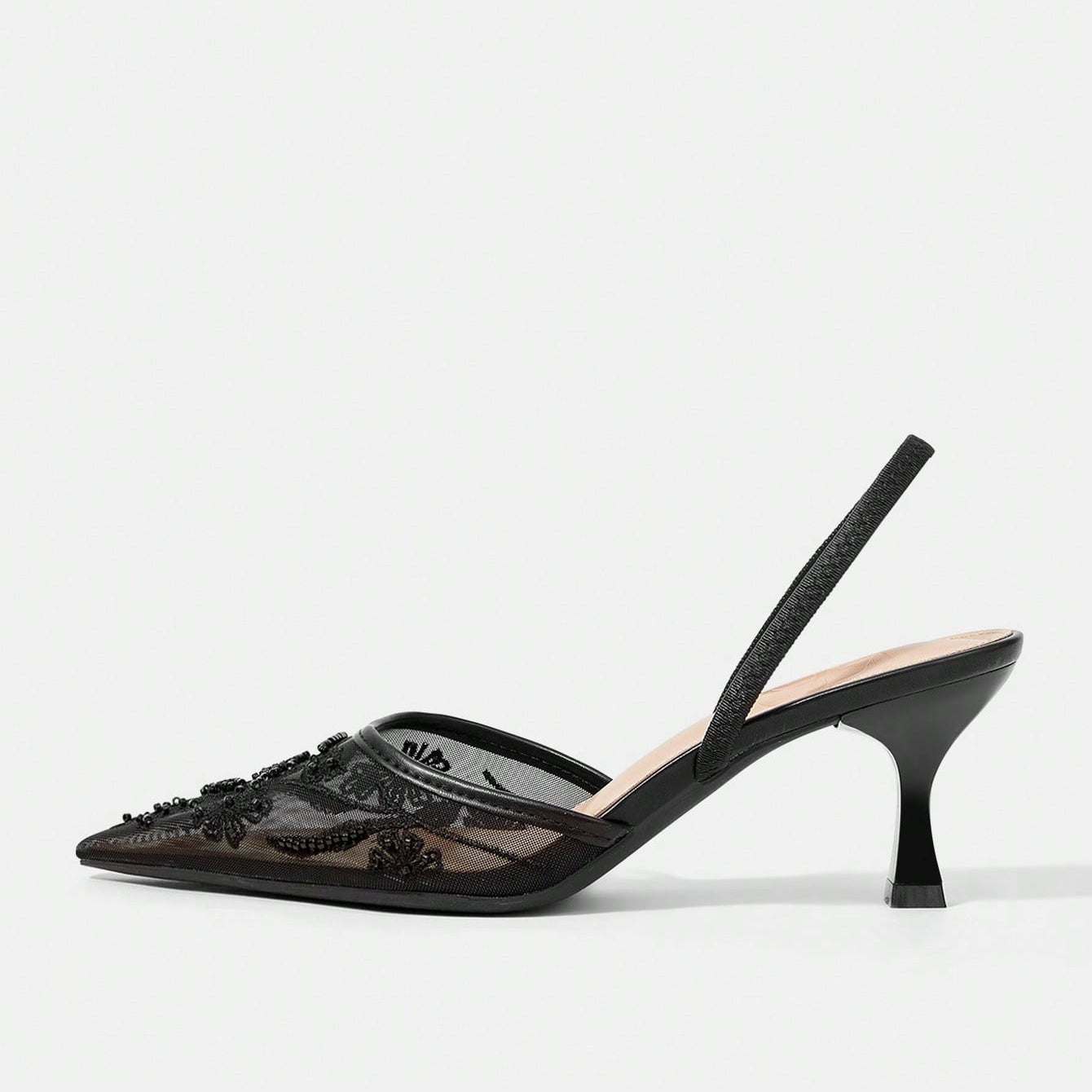 Escarpins Slingback en Résille Brodée