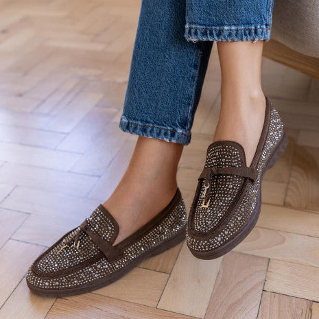 Mocassins ornés de zircons