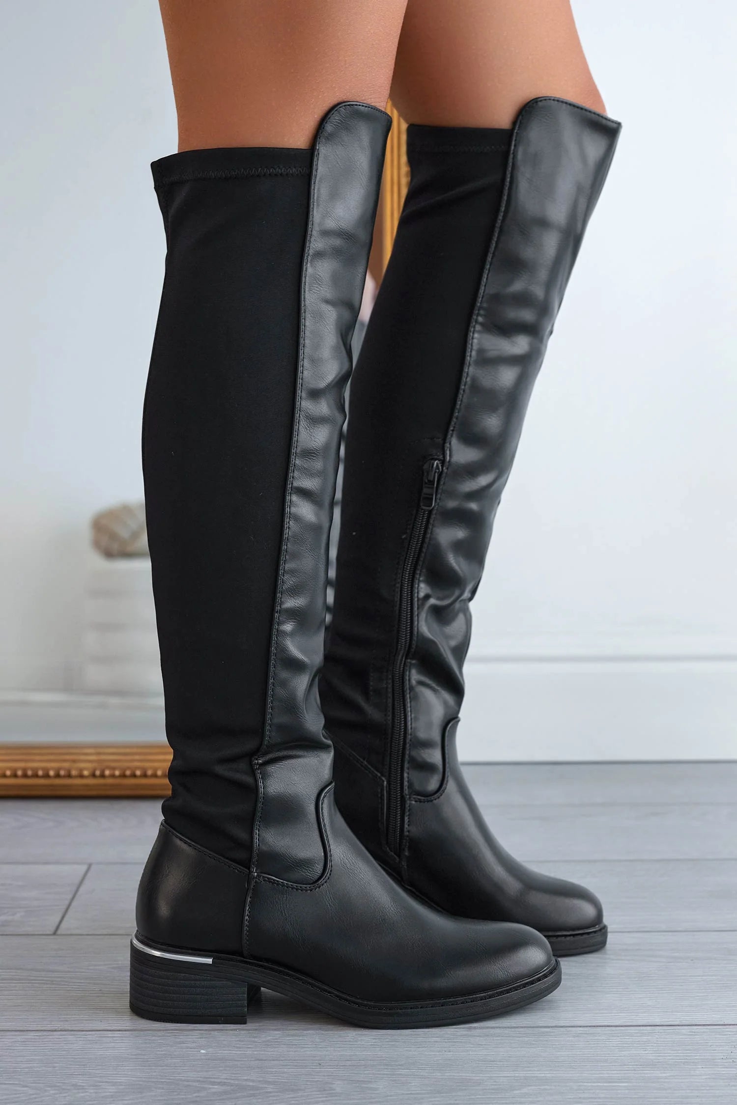 bottes cavalières bi-matières