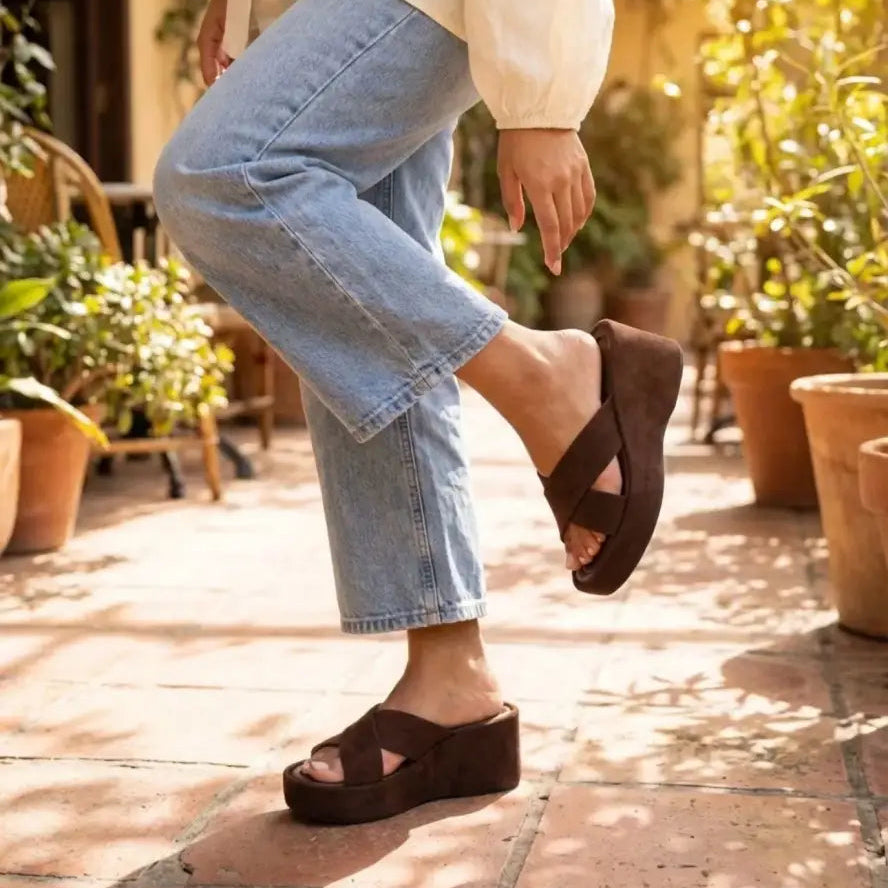 Sandales Plateformes en Daim