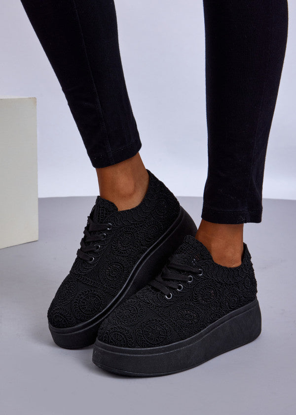 Baskets à plateforme en dentelle