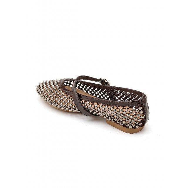 Ballerines Mary Jane à Strass et Résille