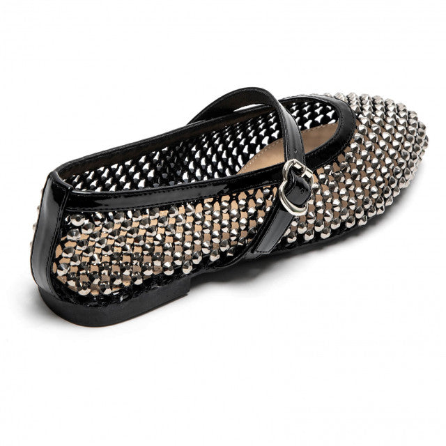 Ballerines Mary Jane à Strass et Résille