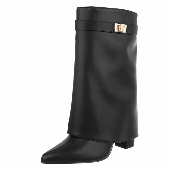 Bottes à talons avec tige à revers et ornements