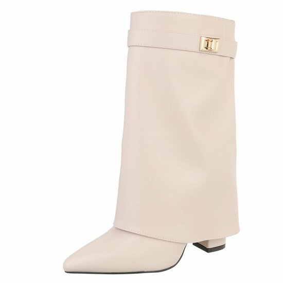 Bottes à talons avec tige à revers et ornements