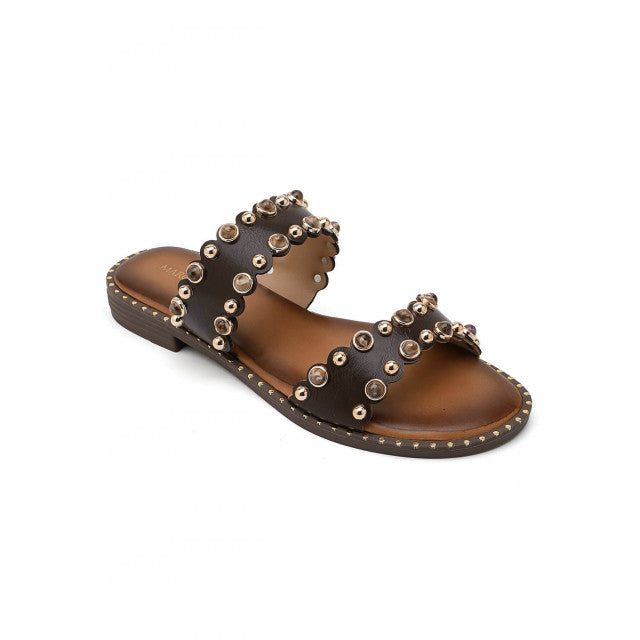 Sandales Sliders Ornées à Doubles Brides – Élégance Bohème