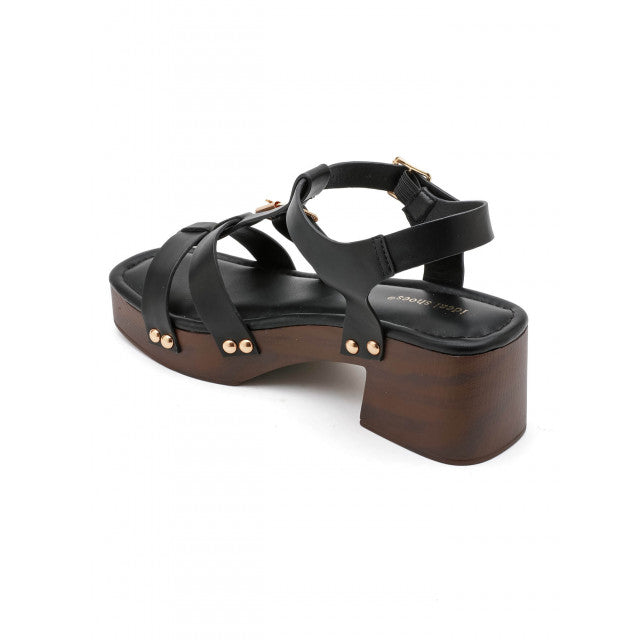 Sandales à Plateformes Style "Clog" – Cognac & Bois