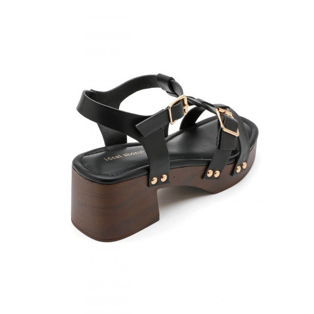 Sandales à Plateformes Style "Clog" – Cognac & Bois