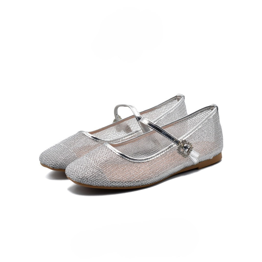 Ballerines Babies Dorées Ballerines Cérémonie Brillantes Dorées