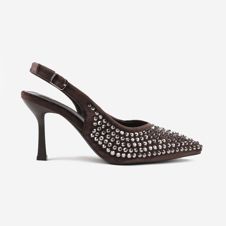 Escarpins à bride arrière avec zircons