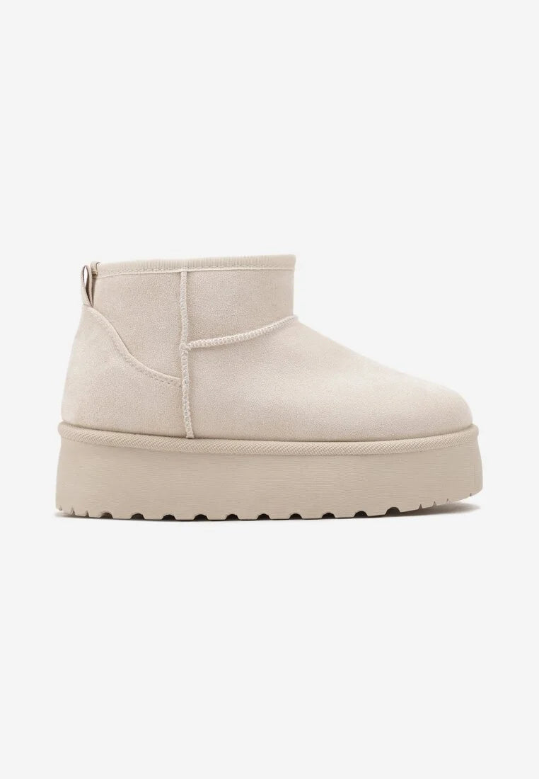 Bottes courtes à semelle épaisse beige