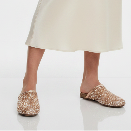Mules Fermées Scintillantes à Strass