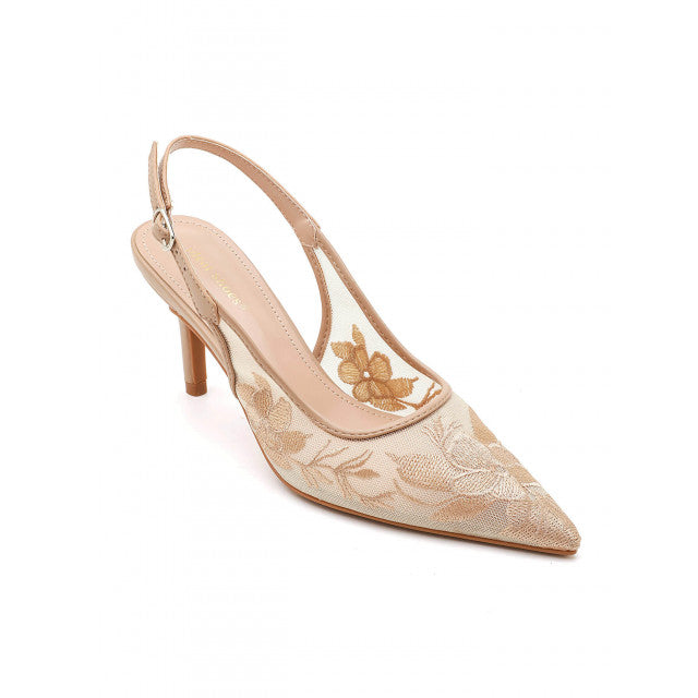 Escarpins Slingback à Broderies Florales – Élégance