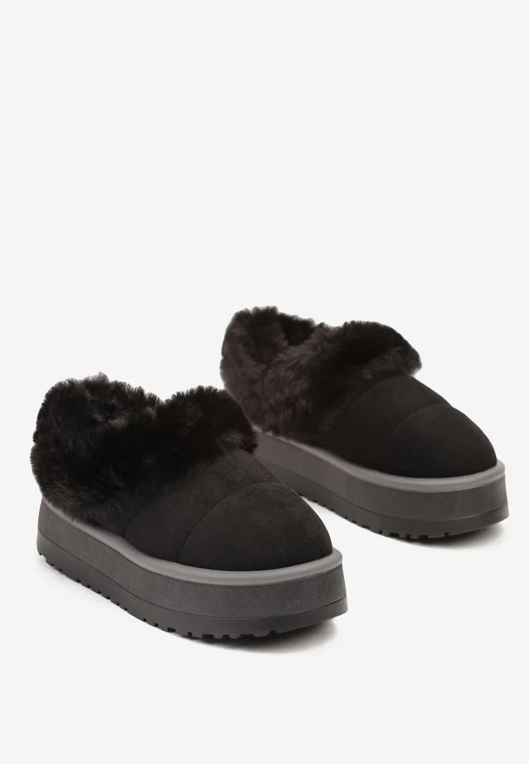 Bottes  courtes à plateforme avec fourrure et matelassage
