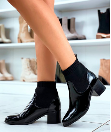 Bottines noires a talon effet chaussette un incontournable confortab