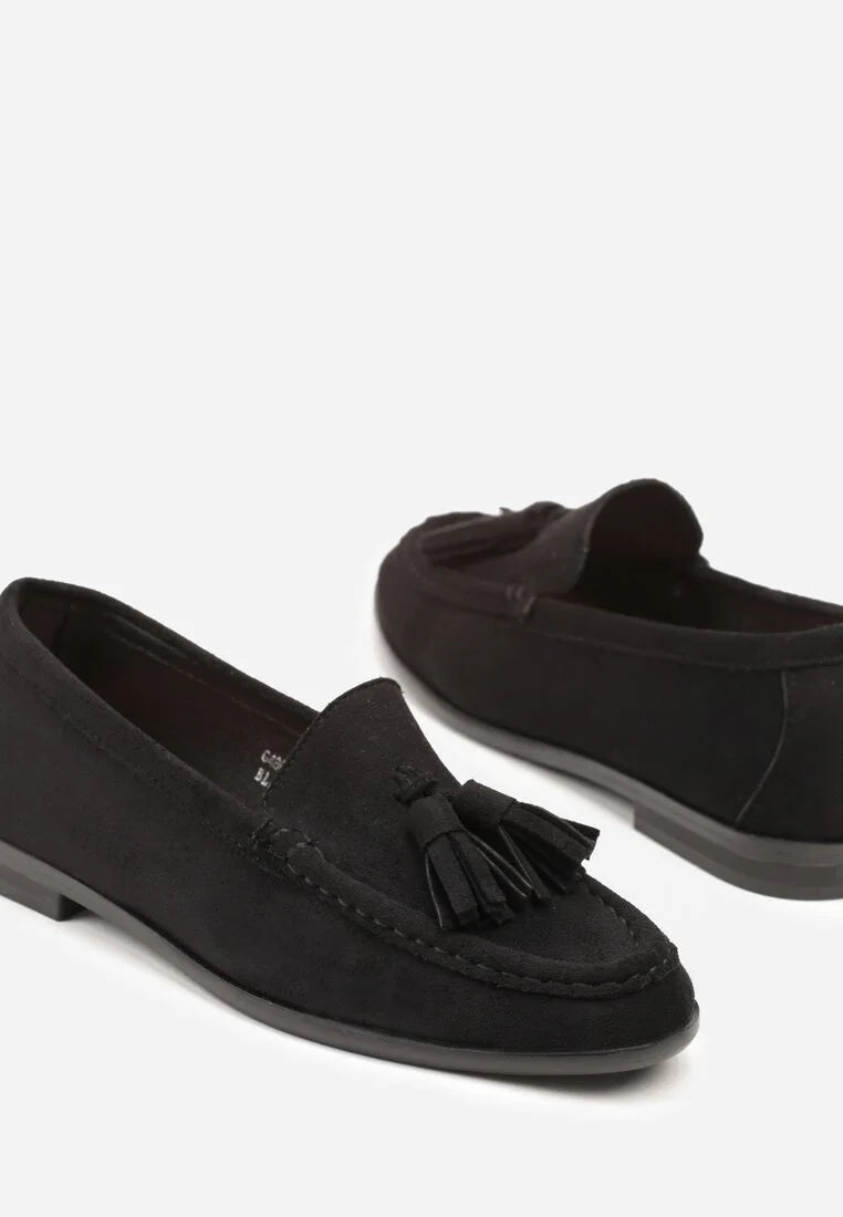 Mocassins en simili-daim avec franges appliquées