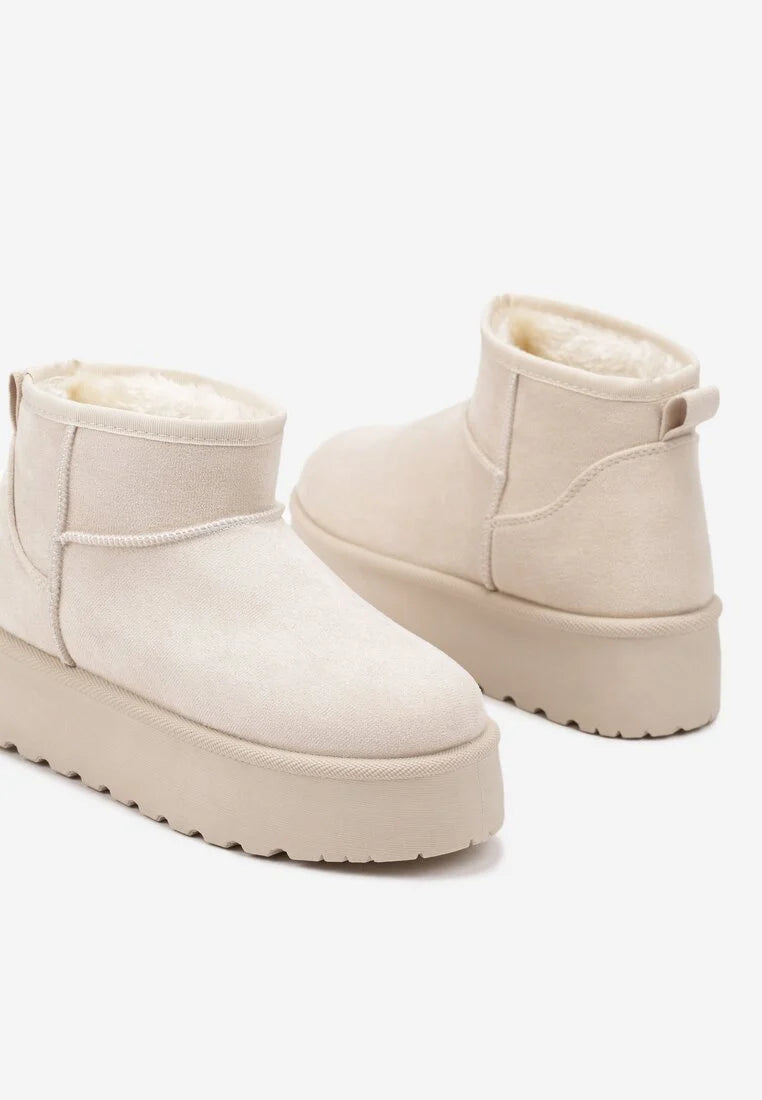 Bottes courtes à semelle épaisse beige