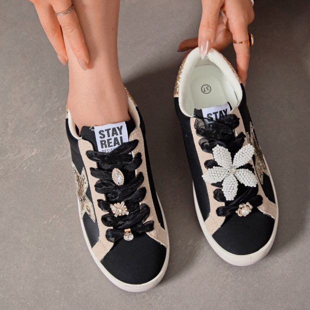 Baskets lacets ruban strassés