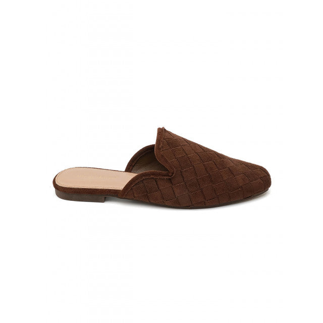 Babouche Plates en Suede Tressé