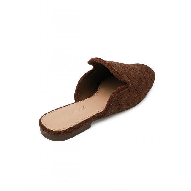 Babouche Plates en Suede Tressé