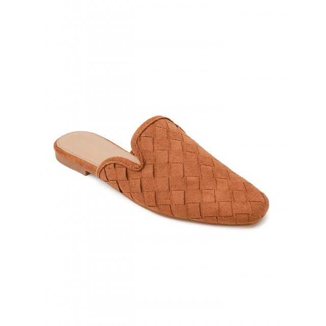 Babouche Plates en Suede Tressé