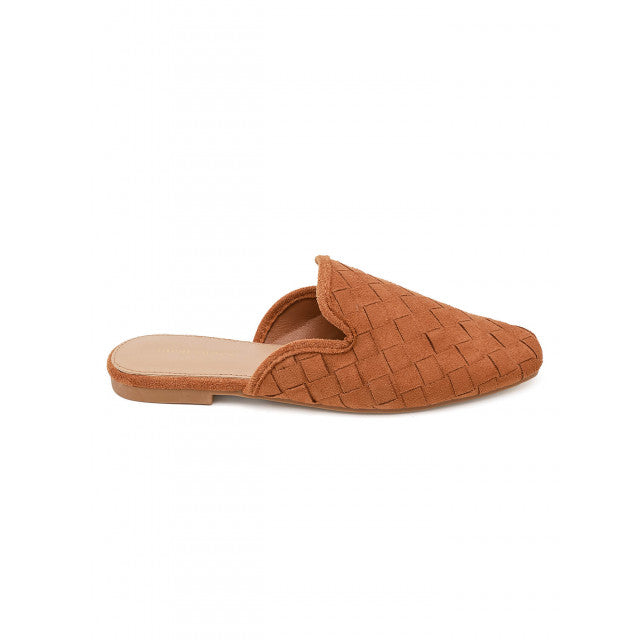 Babouche Plates en Suede Tressé