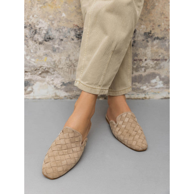 Babouche Plates en Suede Tressé