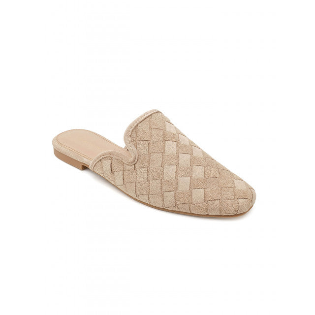 Babouche Plates en Suede Tressé