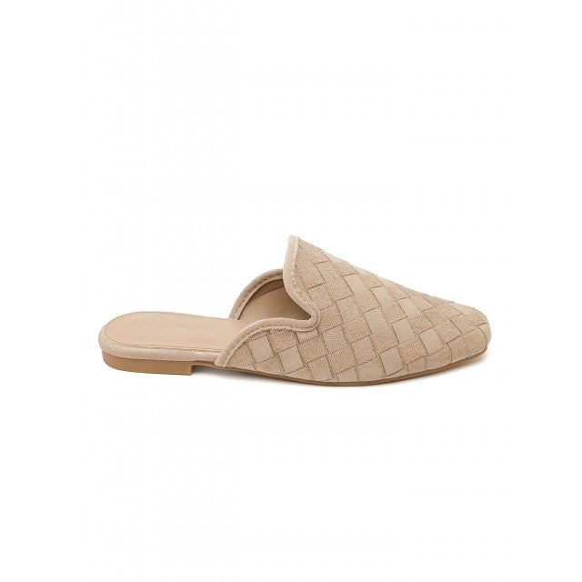 Babouche Plates en Suede Tressé