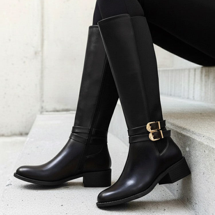 Bottes à sangles et talon bloc