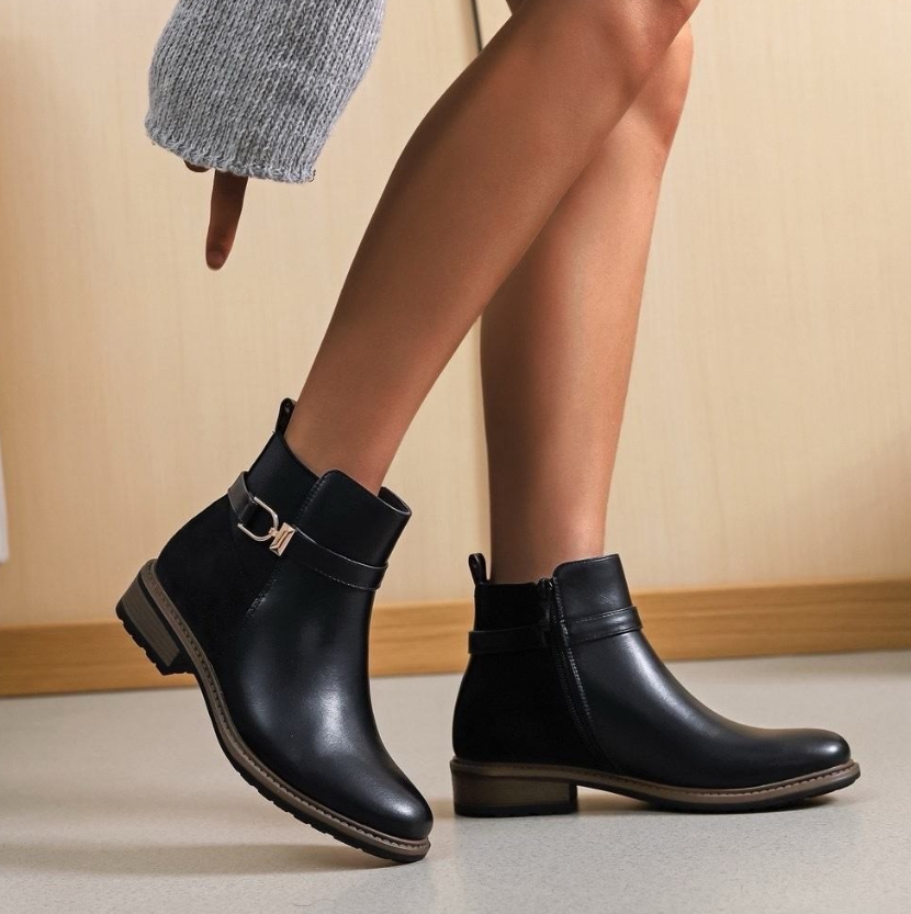 Bottines à boucle bi-matière