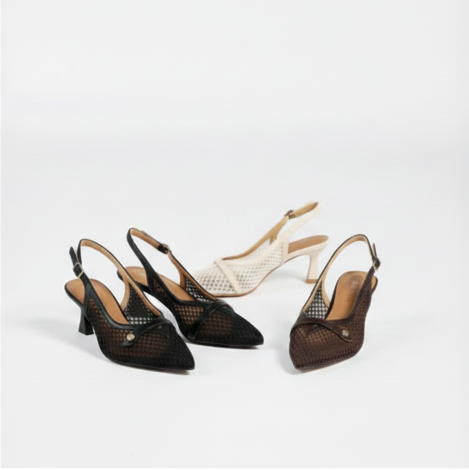 Escarpins slingback à talon chaton