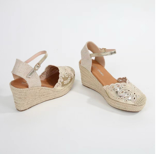 Espadrilles Compensées à Broderie Anglaise