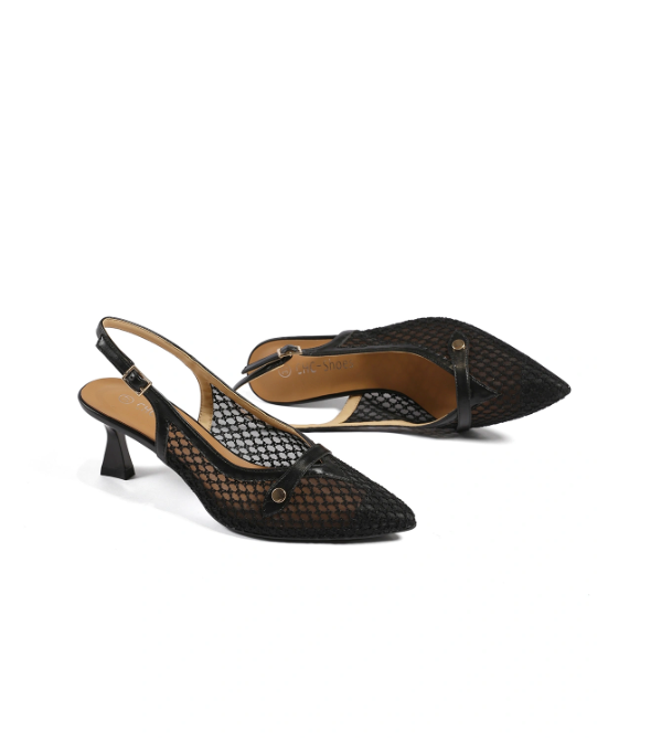 Escarpins slingback à talon chaton