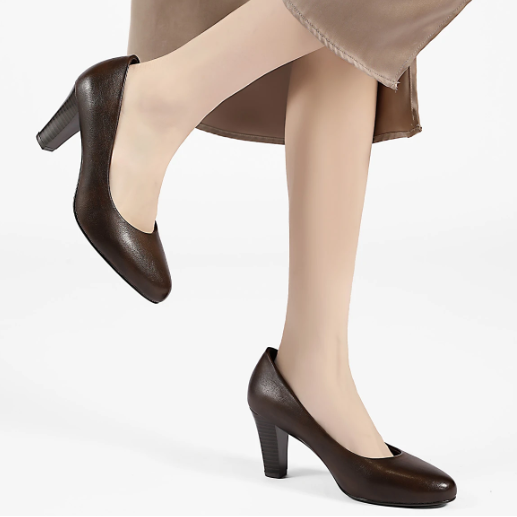 Escarpins en cuir  talons épais