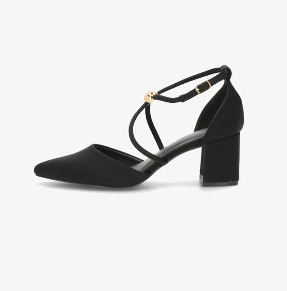 Escarpins à Brides Croisées et Détails Sphères Dorées