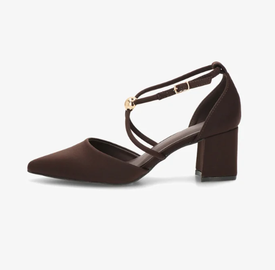 Escarpins à Brides Croisées et Détails Sphères Dorées