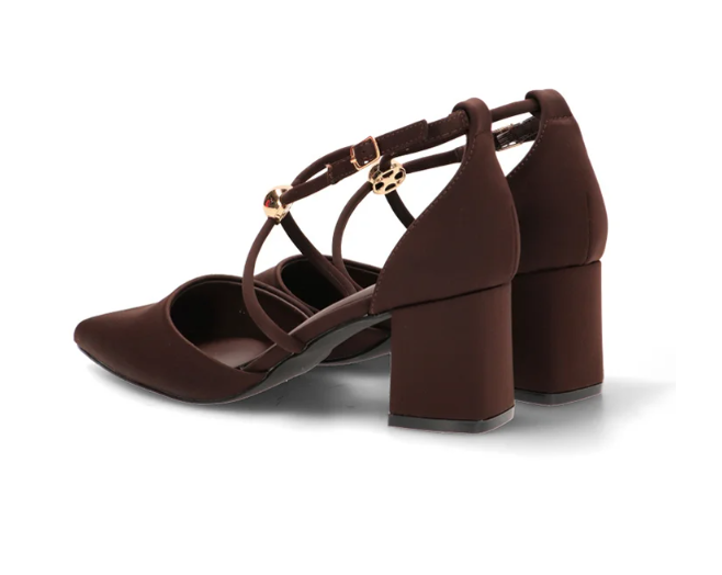 Escarpins à Brides Croisées et Détails Sphères Dorées