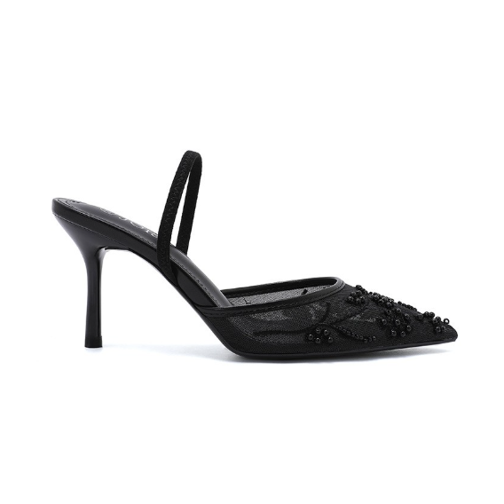 Escarpins à talons aiguilles avec détails perlés