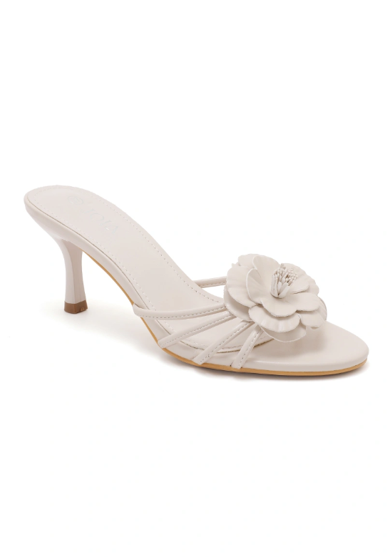 Sandale demi talon et à bride à fleur