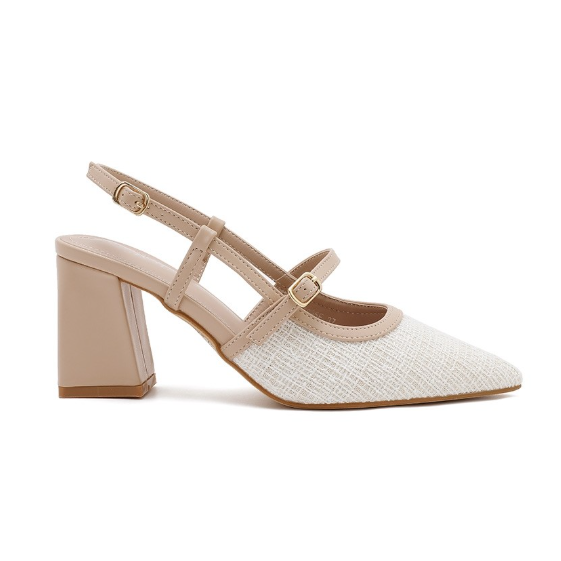 Escarpins Slingback Bicolores – L’Élégance Texturée