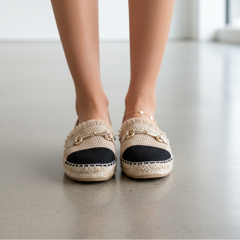 Espadrilles à bout noir et boucle