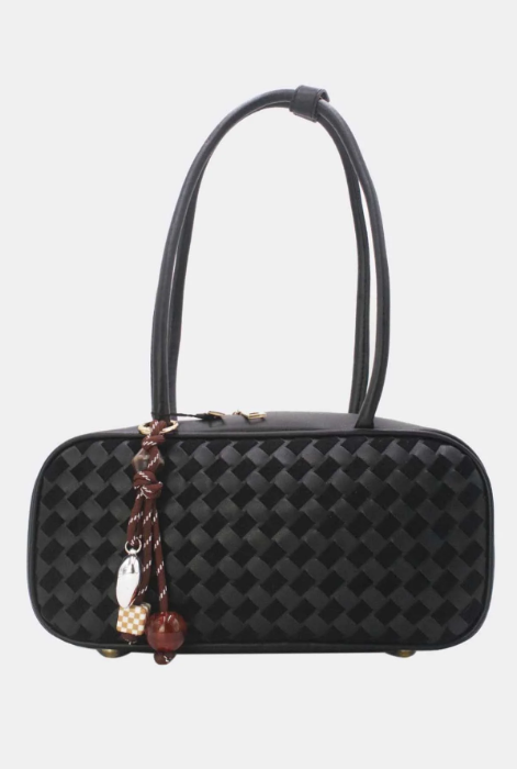 Sac à bandoulière minimaliste en cuir véritable tressé