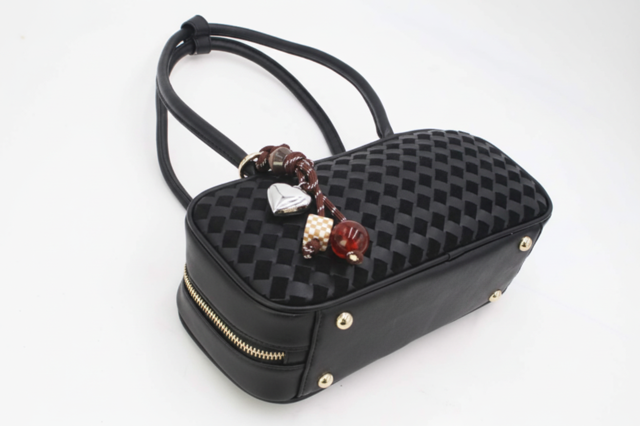 Sac à bandoulière minimaliste en cuir véritable tressé
